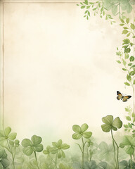 Boho postcard mix of clover and leaves