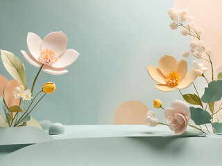 A minimalistic abstract background, with a hint of spring and summer in the air, perfect for product presentation