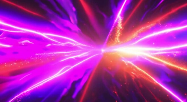 Colorful electric sparks scatter on a dark background