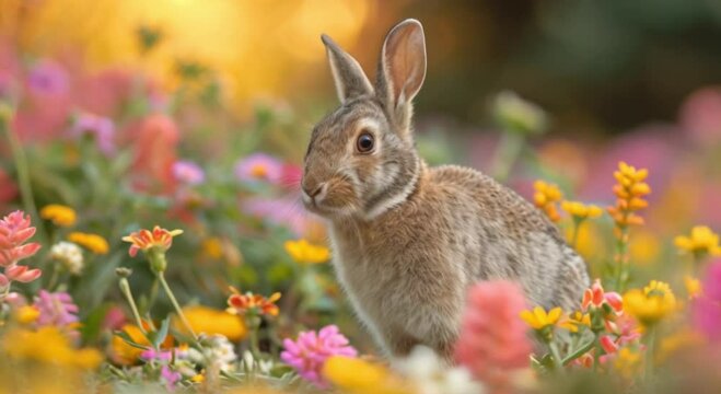 rabbit in the flower garden
