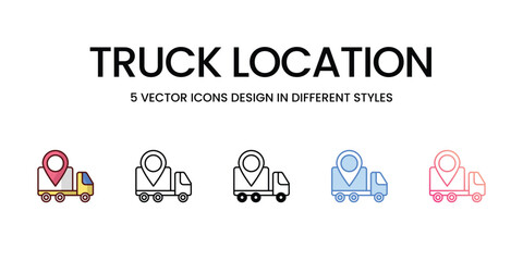 Truck Location icons set isolated white background vector stock illustration.