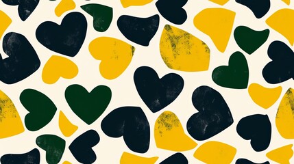 Fototapeta premium Seamless green pattern with hearts