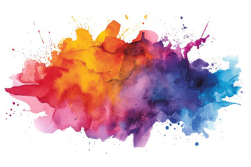 Vibrant Watercolor Banner Isolated on Transparent Background