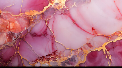 A pink and gold marble Rough surface. pink marble natural stone with golden cracks