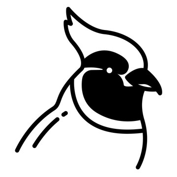 recommend clip art: Blue Jay bird glyph and line vector illustration
