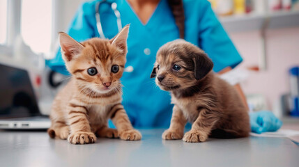 A veterinarian treats animals in a clinic. Selective focus. - obrazy, fototapety, plakaty