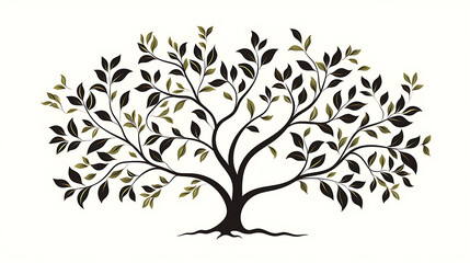 Black tree silhouette isolated, background, black tree clip art