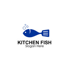 kitchen fish logo design concept