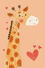 An amiable giraffe with a winsome and spirited presence.