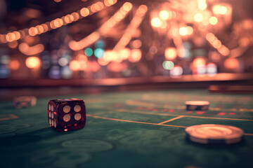 dice onto a casino table - obrazy, fototapety, plakaty