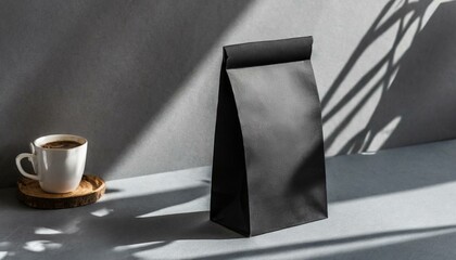 Paper Bag Mockup - Takeaway or Food Paper Container Template for Branding or Product Design - Soft Light casted on Object - Shadow casted Mockup - Sunshade