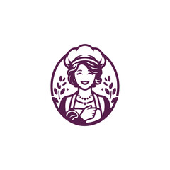 bakery logo with the shape of a female chef