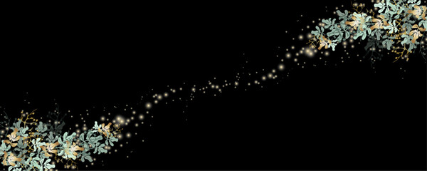 Vector art deco luxury flower, leaves, gold shine line art background. Golden botany banner. Japanese style Hand drawn vector. Line art style design. Hand drawn florals for packaging,coveand wall arts