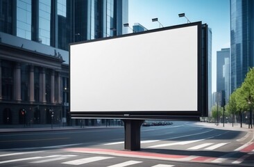 Obraz premium billboard in the middle of a city,Free billboard mockup