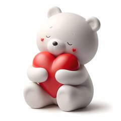 Obraz premium Cute Bear Statue with Heart
