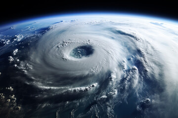 Hurricane, tornado, view from space. Generative AI - obrazy, fototapety, plakaty