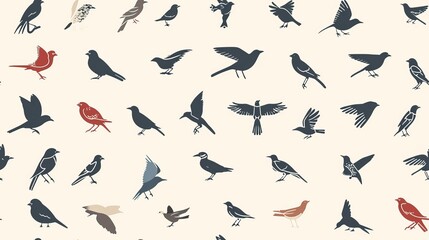 Seamless pattern with pastel colored birds