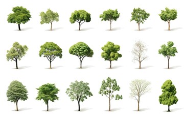 Fototapeta premium trees Isolated on white background. The collection of trees. Generative Ai