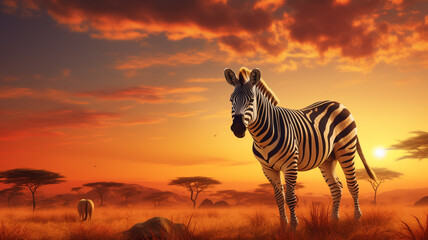 Fototapeta na wymiar zebra at sunright background