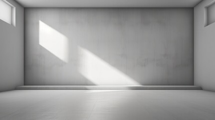 abstract. minimalistic background for product presentation. walls in  large empty room greyish white. can full of sunlight. Loft wall or minimalist wall. Shadow, light from windows to plaster wall.