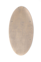 Wooden balance board on white background