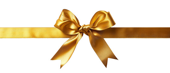 Fototapeta premium Golden ribbon bow isolated on white or transparent background.