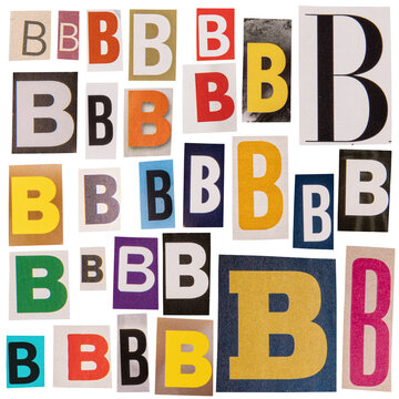 Letter B cut out from newspapers