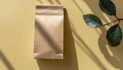 Paper Bag Mockup - Takeaway or Food Paper Container Template for Branding or Product Design - Soft Light casted on Object - Shadow casted Mockup - Sunshade