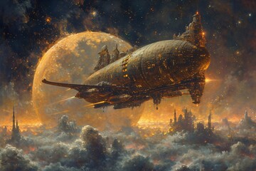 Galactic Getaway: A Spaceship Adventure Through the Cosmos Generative AI - obrazy, fototapety, plakaty