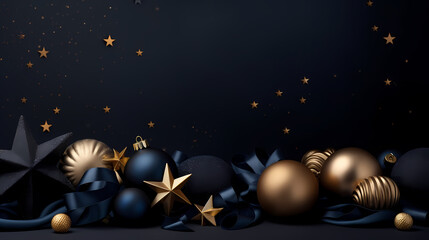 Luxurious Christmas balls on glowing bokeh background, Christmas and New Year minimalistic background