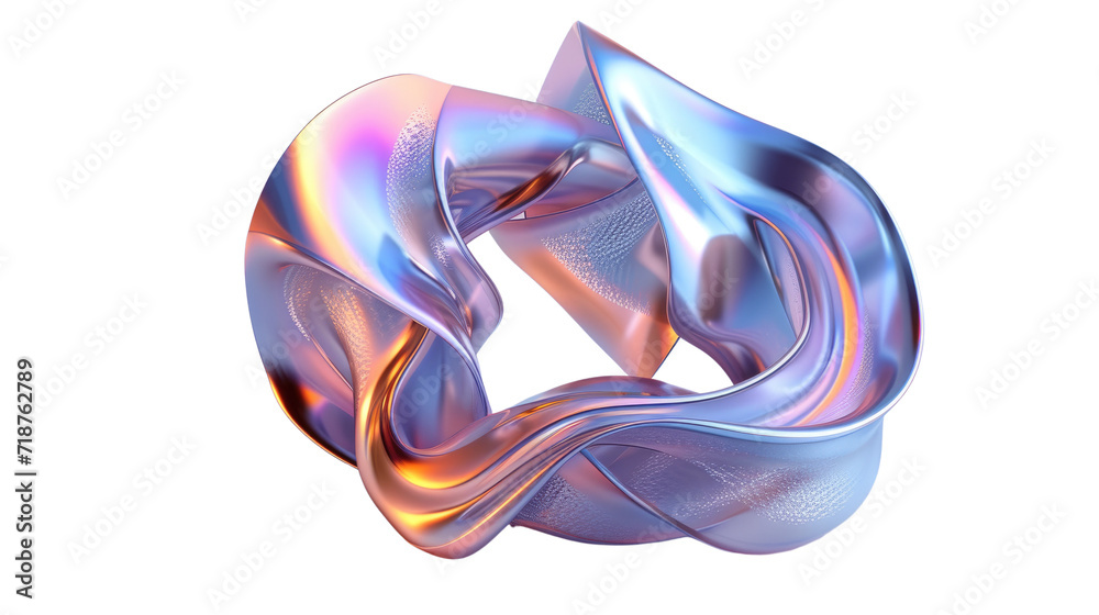 Wall mural 3d object metal shape isolated on transparent background