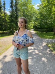 girl walking in the park