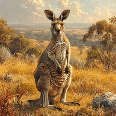 Kangaroo Selfie Generative AI - obrazy, fototapety, plakaty