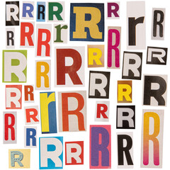 Letter R cut out from newspapers - 718763127