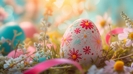beautifully decorated Easter egg, adorned with colorful patterns and designs