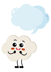Funny cloud mascot with empty speech bubble