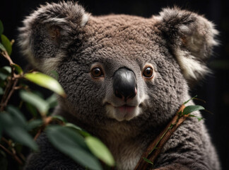 Obraz premium Studio Koala Portrait Against Black