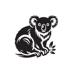 Koala Haven Reverie: Koala Bear Silhouette Ensemble Creating a Reverie in the Tranquil Haven of Eucalyptus Bliss - Koala Illustration - Koala Bear Illustration - Koala Vector
