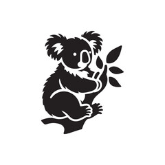 Enchanted Eucalyptus Ballet: Koala Bear Silhouette Dance amid the Fragrant Leaves, a Ballet of Natural Splendor - Koala Illustration - Koala Bear Illustration - Koala Vector
