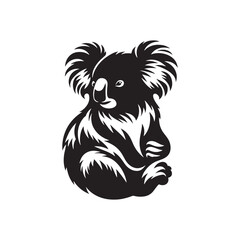 Fototapeta premium Velvet Moon Koala Waltz: Koala Bear Silhouette Dance beneath the Velvet Moonlight, a Graceful Nocturnal Choreography - Koala Illustration - Koala Bear Illustration - Koala Vector 