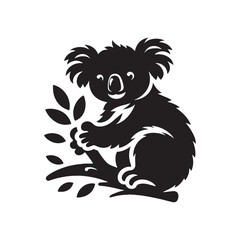 Moonlit Koala Sonata: Koala Bear Silhouettes Illuminating the Night with an Enchanting Lunar Symphony - Koala Illustration - Koala Bear Illustration - Koala Vector
