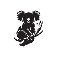 Silken Koala Shadows: Koala Bear Silhouette Collection Creating an Elegant Tapestry of Nature's Silhouetted Poetry - Koala Illustration - Koala Bear Illustration - Koala Vector
