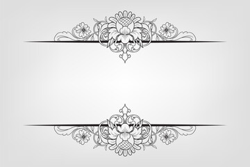 Classical Baroque Filigree Decoration Ornament Vintage Floral Border Style Antique Art Retro