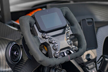 Detachable modern racing car steering wheel with LCD instrument panel