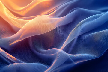 Fototapeta premium Smooth Blue Silk Fabric with Elegant Wave Texture and Luxurious Satin Sheen, Perfect for Artistic Backgrounds and Design
