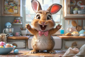 Bunny Boogie: A Cute and Crazy Easter Celebration Generative AI - obrazy, fototapety, plakaty