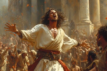 The Passion of Jesus Christ: A Dramatic Portrayal of the Last Days Generative AI - obrazy, fototapety, plakaty