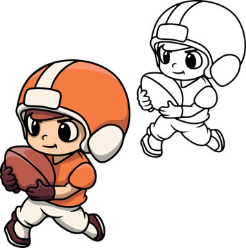 American football cartoon player vector