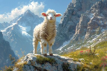 Sheep in the Mountains: A Catchy and Optimized Adobe Stock Title Generative AI