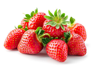 Strawberries isolated on white background .